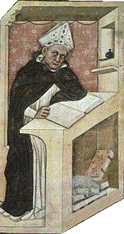 Fresco of our namesake, Albertus Magnus, as painted by Tommaso da Modena in 1352 C.E., in Treviso, Italy.